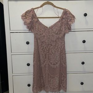 WAYF blush lace dress